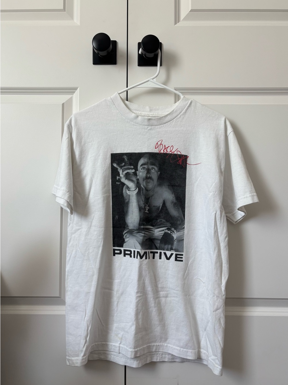 Primitive Men’s White Graphic T-Shirt - Tupac Photo Print